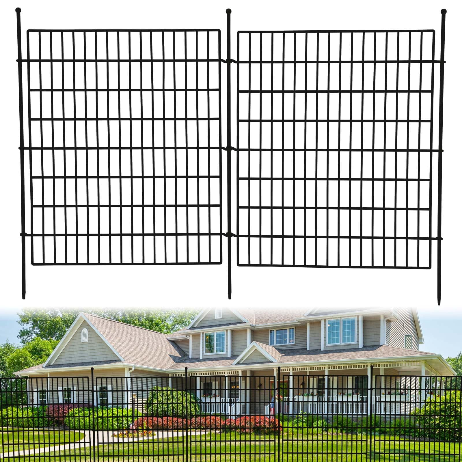 Kojooin Garden Fence,15 Panels No Dig Decorative Fence for Outdoor,Yard, Patio,32 in(H) X 36 Ft(L) Animal Barrier Rustproof Metal Wire Panel,Temporary Dog Fence