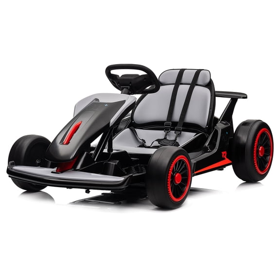 Kojooin Go Kart for Kids,24V Drift Kart with 2X200W Strong Motor,11AH Big Battery,Electric Pedals, Electric Go Kart Outdoor Race Toy,black