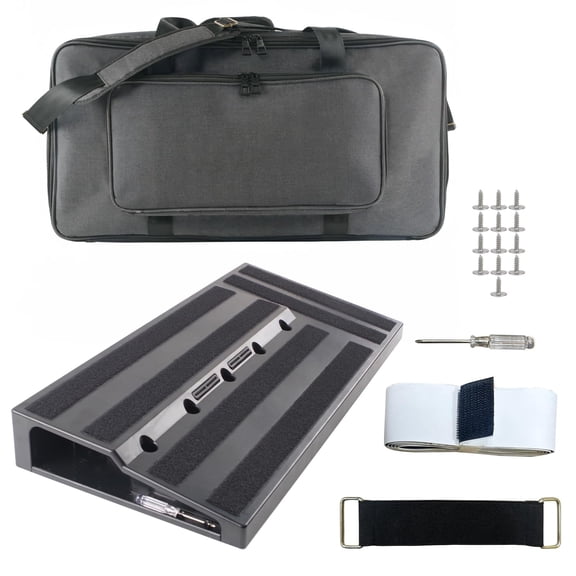 Kojooin Guitar Pedal Board, 22 x 11 Inch Aluminum Effects Board with Carry Bag, Cables and Hook Tape for Stage or Studio