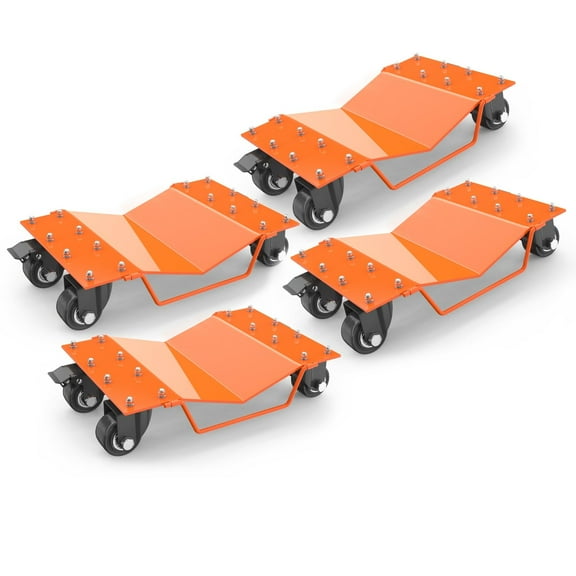 Kojooin Heavy Duty Car Wheel Dolly Set, 8000LBS Car Moving Dolly, Wheel Dollies Car Tire Stake Set of 4 Piece, Car Tire Dolly Cart Moving Cars, Trucks, Motorcycles, Boats, Orange