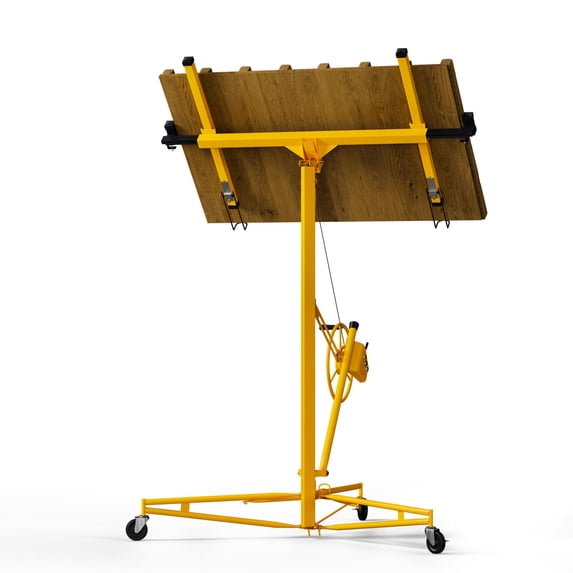 Kojooin Heavy Duty Drywall Lift, 11 ft – 150LBS Panel Hoist Jack with Rolling Base, 360° Adjustable Telescopic Arm & Locking Wheels