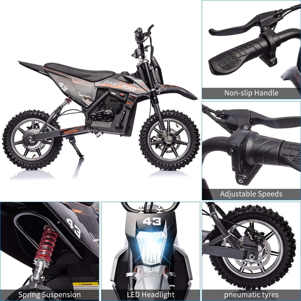 Kojooin Kids Electric Motorcycle,36V with Leather Seat,350W Motor,Speed Adjustable to 15.5MPH,Non-Slip Handlebar,blue