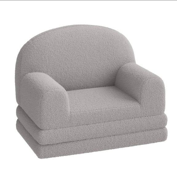 Kojooin Kids Sofa Chair, 2-in-1 Convertible Toddler Couch Lounge, Comfy Fold Out Teddy Fleece Fabric Children's Sofa Bed for Playroom, Bedroom, Nursery, Gift for Boys & Girls