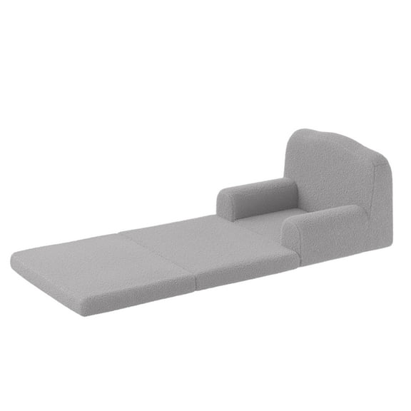 Kojooin Kids Sofa Chair, Sherpa Convertible Toddler Couch with Washable Cover, Crown Design Comfy Children's Reading Chair, Fold Out Sofa Bed for Playroom, Nursery, Girls & Boys