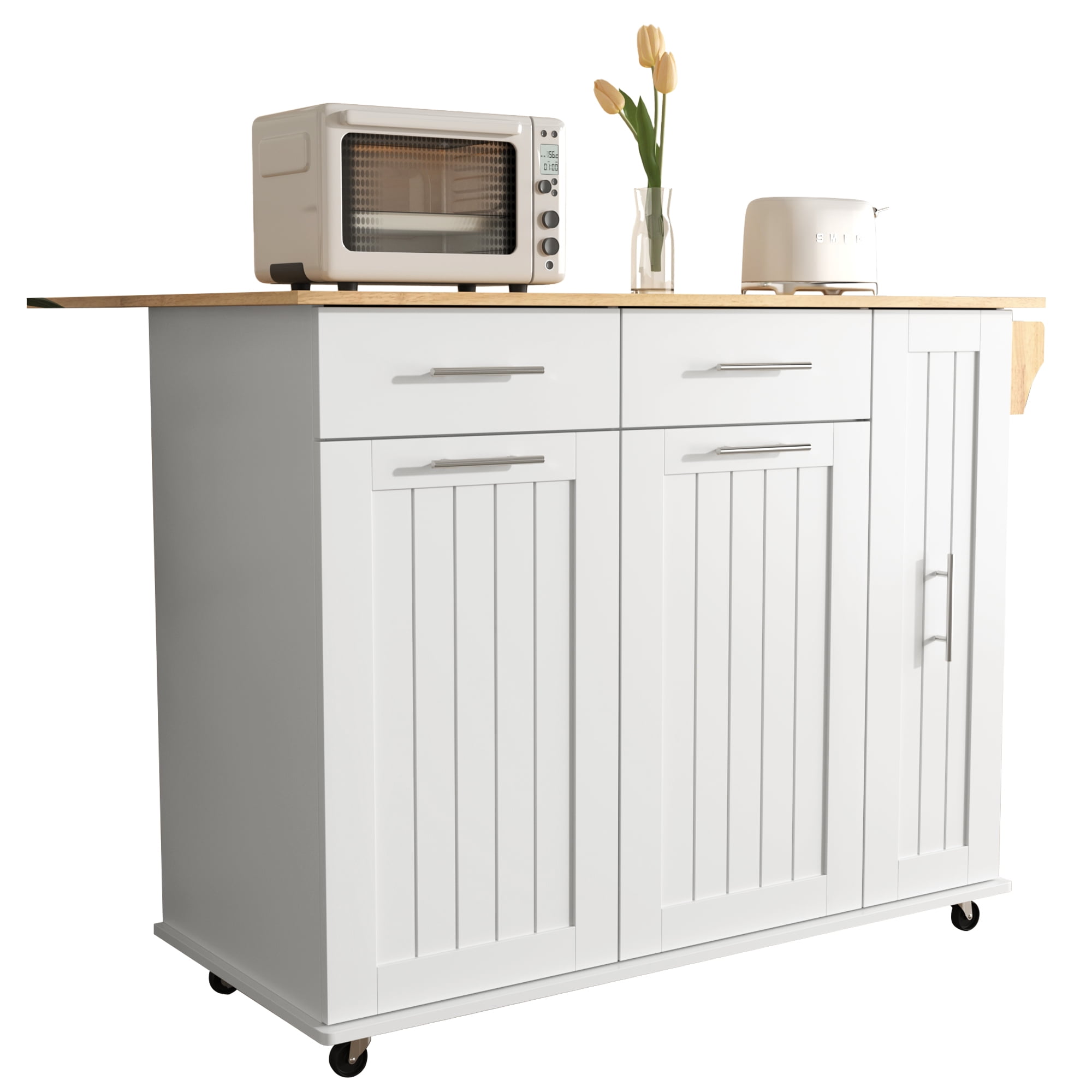 Kojooin Kitchen Island Cart With Drop Leaf, Rolling Kitchen Island With