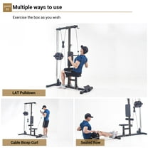 Kojooin LAT Pulldown Machines with High and Low Pulley Station, Multi-Functional Cable Machine with Adjustable Leg Support for Home Gym Total Body Training, Back Exercise Equipment