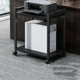 thumbnail image 1 of Kojooin Large Printer Stand, 2-Tier Computer Tower Stand with 360° Rotating Wheels, Metal CPU Holder Cart Under Desk, Mobile Printer Table for Home/Office Storage and Organization, 1 of 9