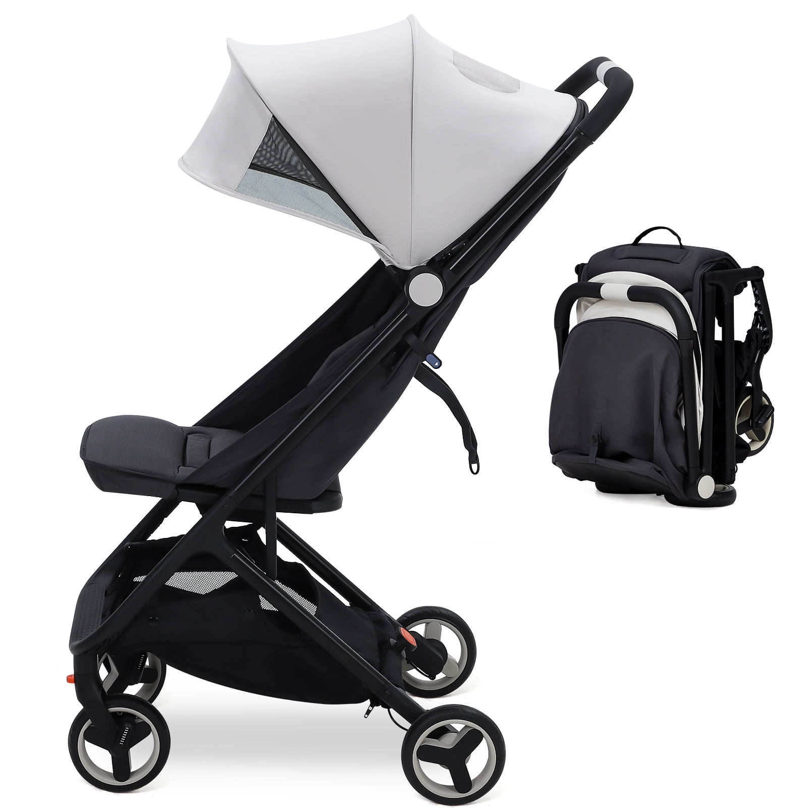 Kojooin Lightweight Baby Stroller, Compact Umbrella Stroller with Adjustable Sunshade/Footrest/Backrest, Folds with One Hand, Suitable for Newborns, and Can Be Taken On Board