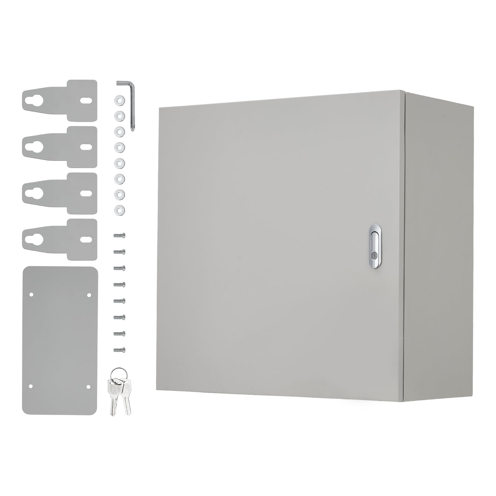 Kojooin Lockable Outdoor Electrical Box, NEMA 4X Steel Enclosure, IP67 Waterproof Dustproof Junction Box with Mounting Plate and Key for Indoor Outdoor
