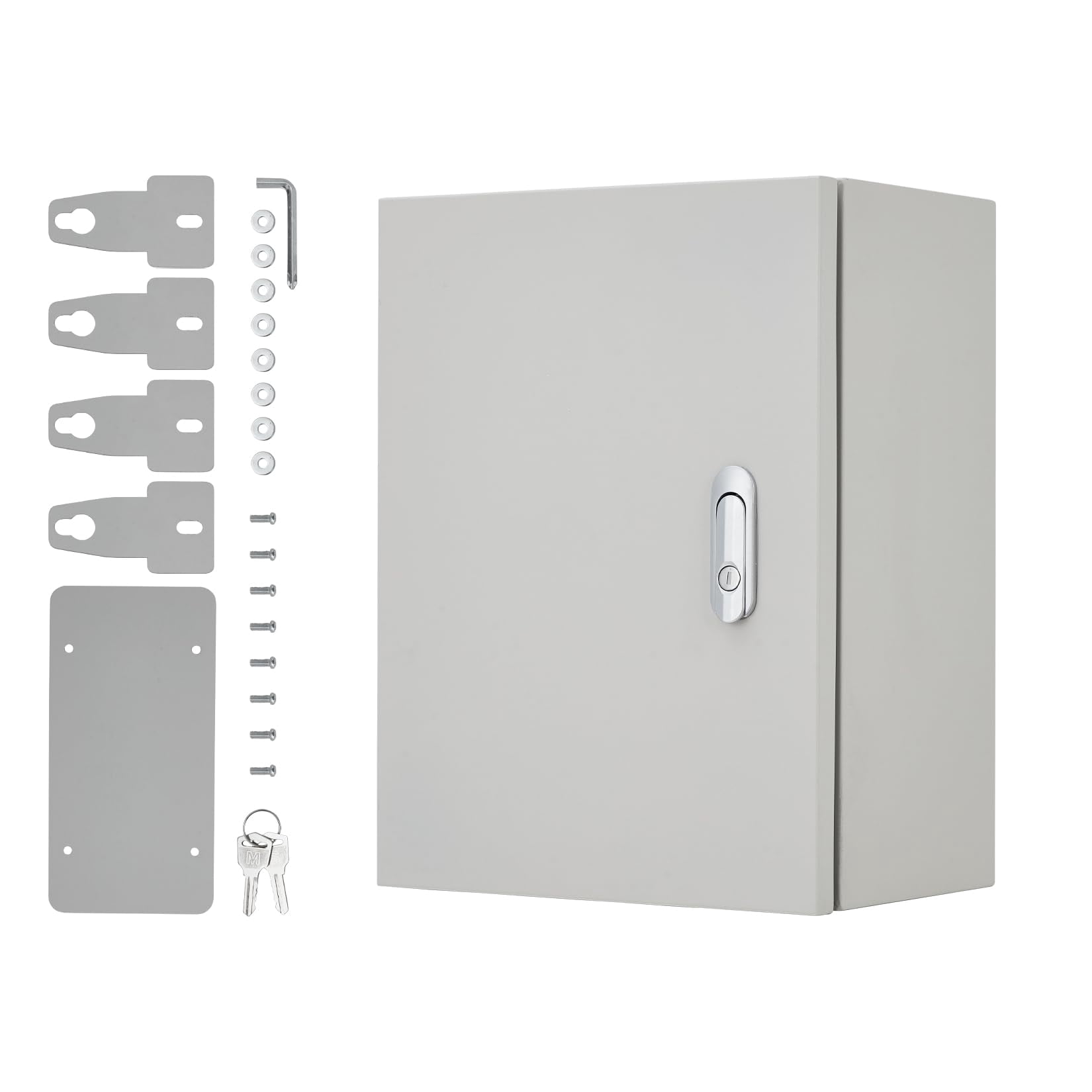 Kojooin Lockable Outdoor Electrical Box, NEMA 4X Steel Enclosure, IP67 Waterproof Dustproof Junction Box with Mounting Plate and Key for Indoor Outdoor