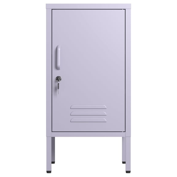 Kojooin Metal Bedside Table with Doors and Shelves, Modern Steel Bedside Storage Unit, Single-Door Lockable Metal Side Table, Suitable for Bedrooms, Living Rooms Or Offices, Easy To Assemble