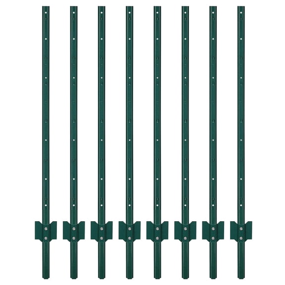 Kojooin Metal Fence Posts, No-Dig u-Shaped Posts, 3/4/5/6/7 Ft Heavy-Duty Steel Piles, Suitable for Gardens, Farms, Yards and Temporary Fencing