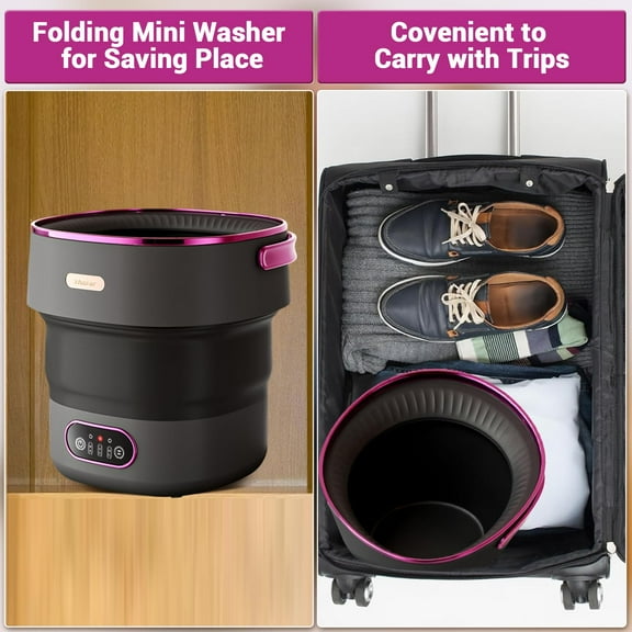 Kojooin Mini Portable Washing Machine and Dryer, Mini Washer 13l Portable Washing Machine Fully Automatic 3 Cleaning Modes Collapsible Camping Washer for RV Travel Hotel Laundry