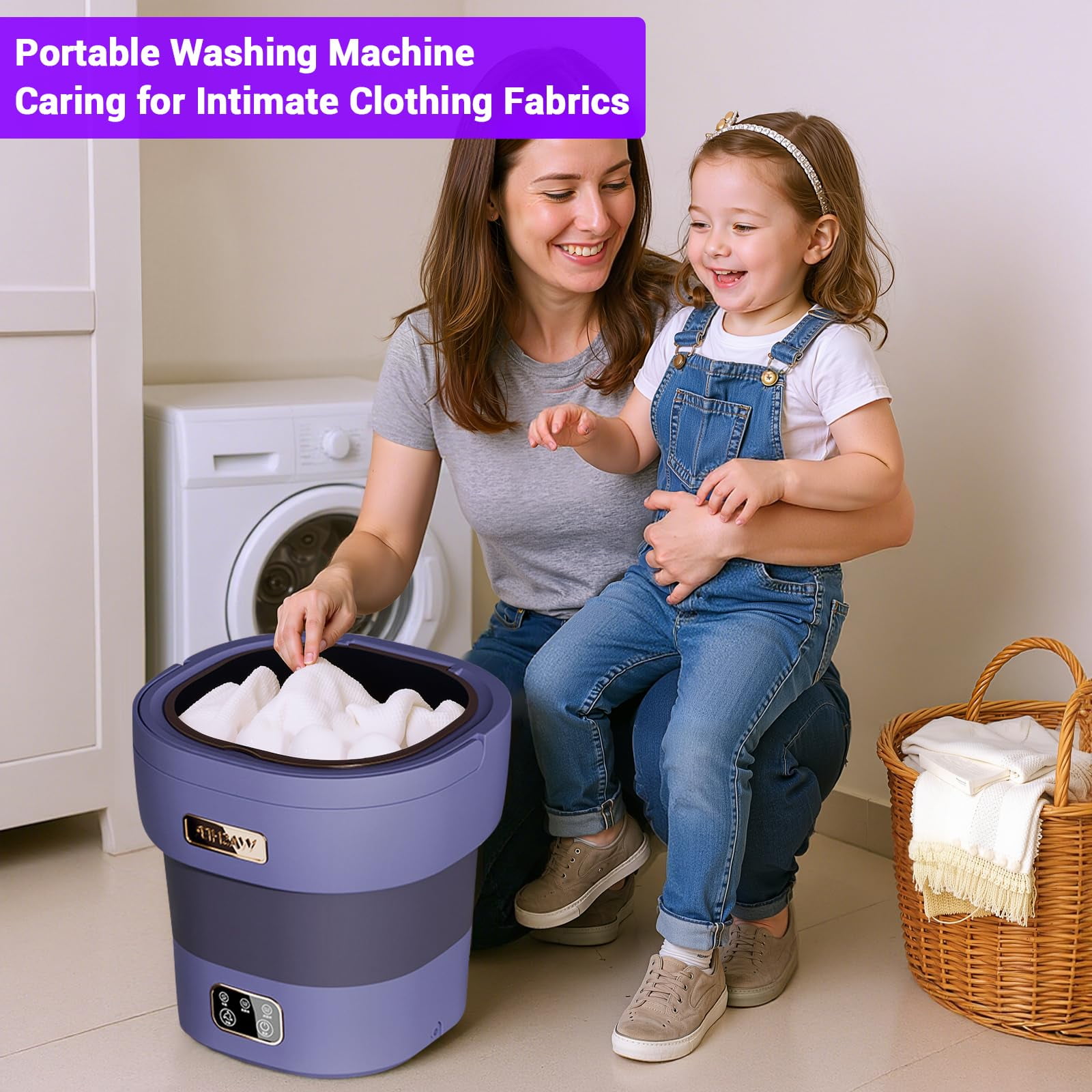 Kojooin Mini Washing Machine and Dryer,12l Foldable Mini Washer for Underwear, Upgraded Collapsible Washing Machine for Baby Clothes Socks Apartment