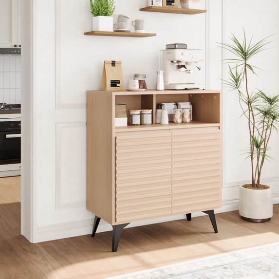 Kojooin Modern Sideboard Buffet Cabinet with Storage,Fluted Storage Cabinet with Adjustable Shelves for Dining Room, Entryway, Kitchen