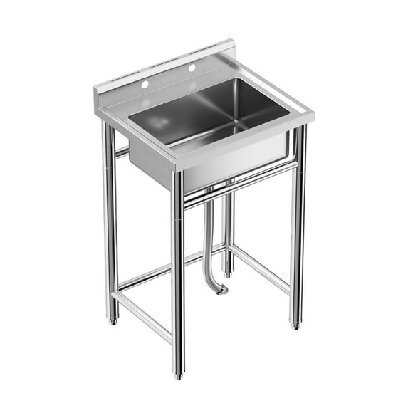 Kojooin NSF Certified Stainless Steel Utility Sink – 21"x21"x33" Freestanding Commercial Sink with Adjustable Legs for Restaurant, Laundry, Garage