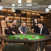 Kojooin Octagon Poker Table with Collapsible Legs, Texas Holdem Blackjack Poker Table with Cup Holders, Casino Leisure Gamimg Table for 8 Players