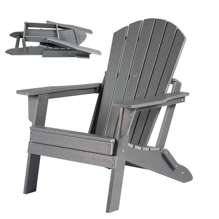Kojooin Oversized Folding Adirondack Chair - Durable HDPE Outdoor Fire Pit Chair for Porch, Deck, and Garden