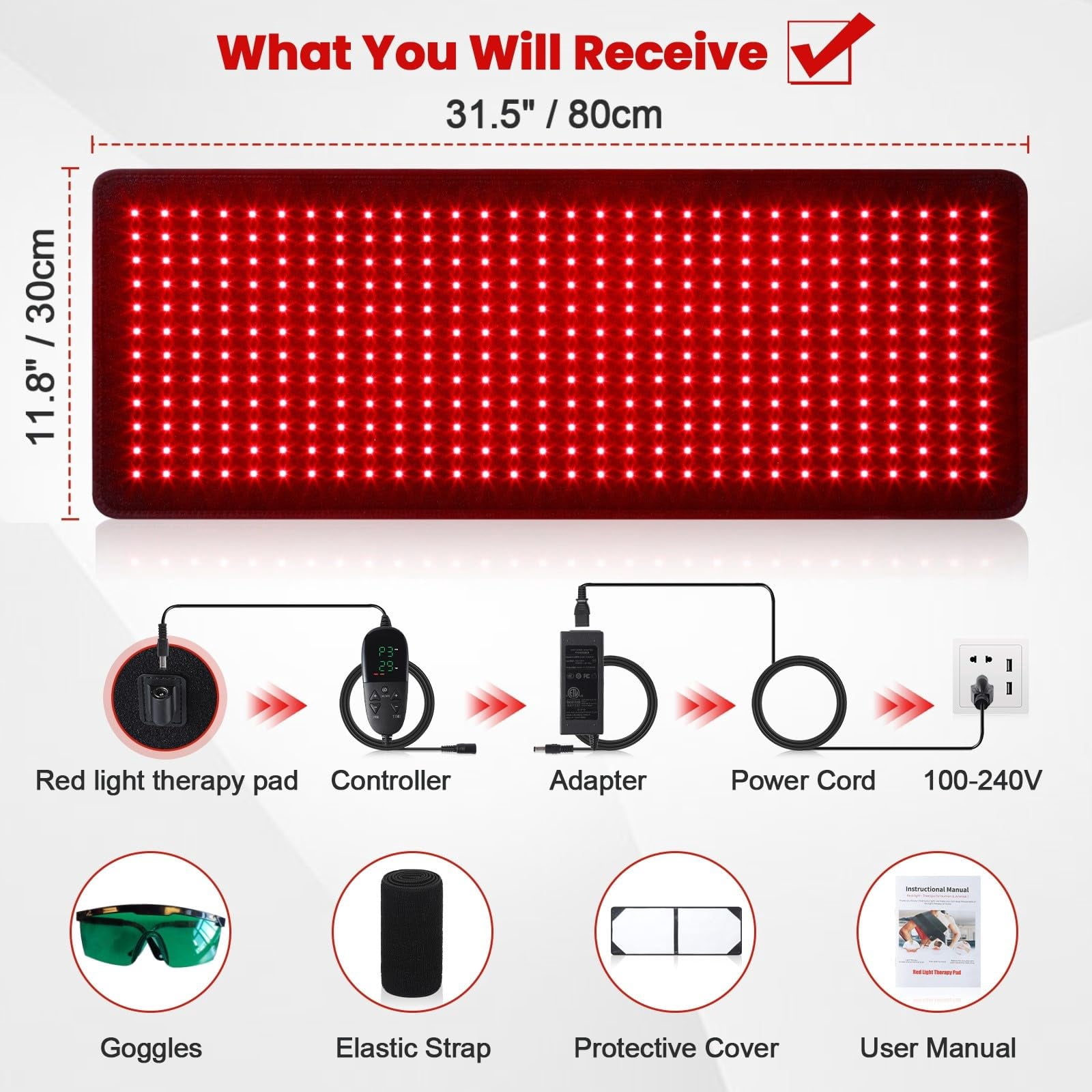 Kojooin Red Light Therapy for Body, 360 LEDs Infrared Light Therapy Pad ...