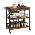 thumbnail image 1 of Kojooin Rolling Bar Cart – 3-Tier Serving Cart with Wine Rack, Glass Holder & Kitchen Shelf, Mobile Drink Cart for Home, Dining, and Entertaining, 1 of 8