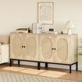 thumbnail image 1 of Kojooin Sideboard Buffet Cabinet,Rattan Storage Cabinet with Adjustable Shelves,Small Wood Console Cabinet with 2-Tier Storage,Natural, 1 of 6