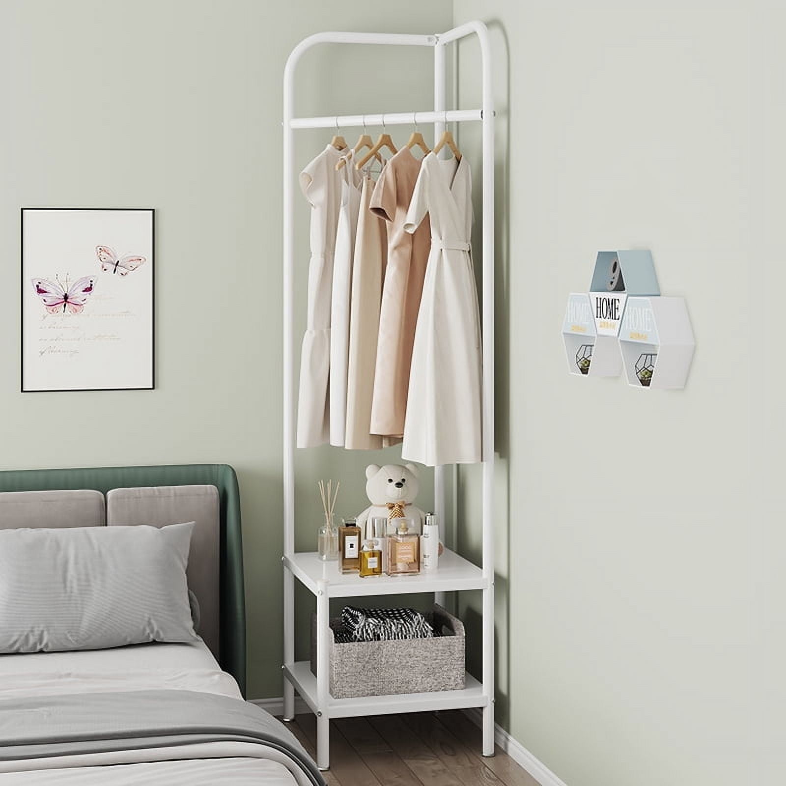 Kojooin Space-Saving Corner Clothing Rack - Stylish White Design for ...