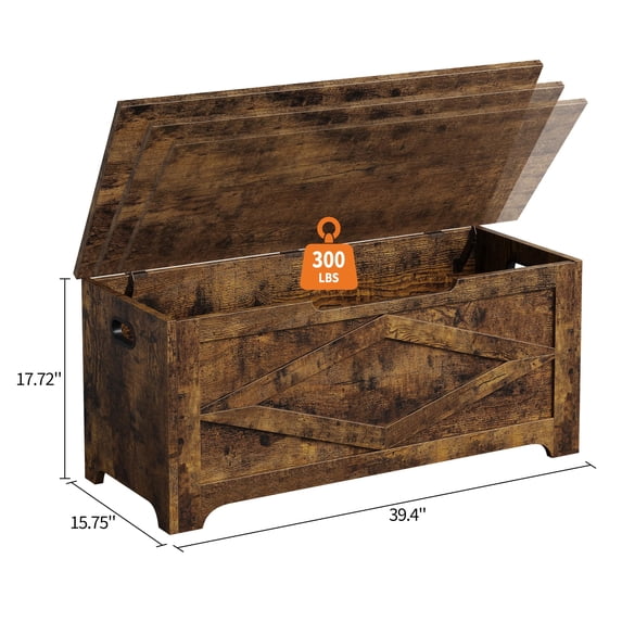 Kojooin Storage Chest, Wooden Toy Storage Bench, Modern Style Lift-Top Toy Chest with Safety Hinge for Entryway, Bedroom, Living Room, Supports 300 Lb and Easy Assembly