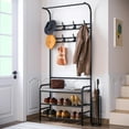 thumbnail image 1 of Kojooin Sunvasagoo Coat Rack, 3-In-1 Hall Tree Shoe Rack for Entryway, Coat Tree With Storage Shelf, and 8 Hooks Removable, Entryway Furniture, Multifunctional Hallway Organizer, 1 of 7