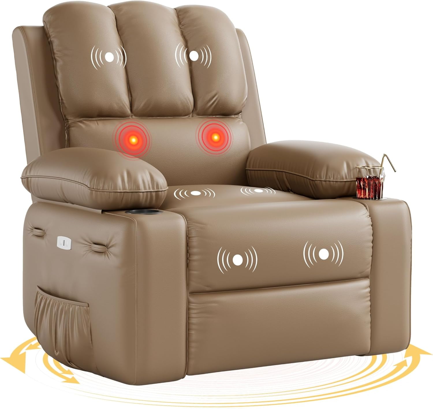 Kojooin Swivel Electric Massage Chair, Oversized Power Rocking Recliner ...