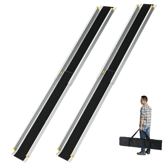 Kojooin Telescopic Wheelchair Ramp - 600 Lb Load Capacity, Adjustable Portable Ramp, Non-Slip Surface, Comes with a Carrying Bag, Suitable for Steps, Curbs and Doorways