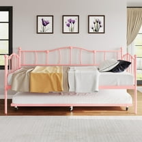 Kojooin Twin Size Metal Daybed with Trundle - Stylish Sofa Day Bed with Steel Slat Support for Living Room or Bedroom
