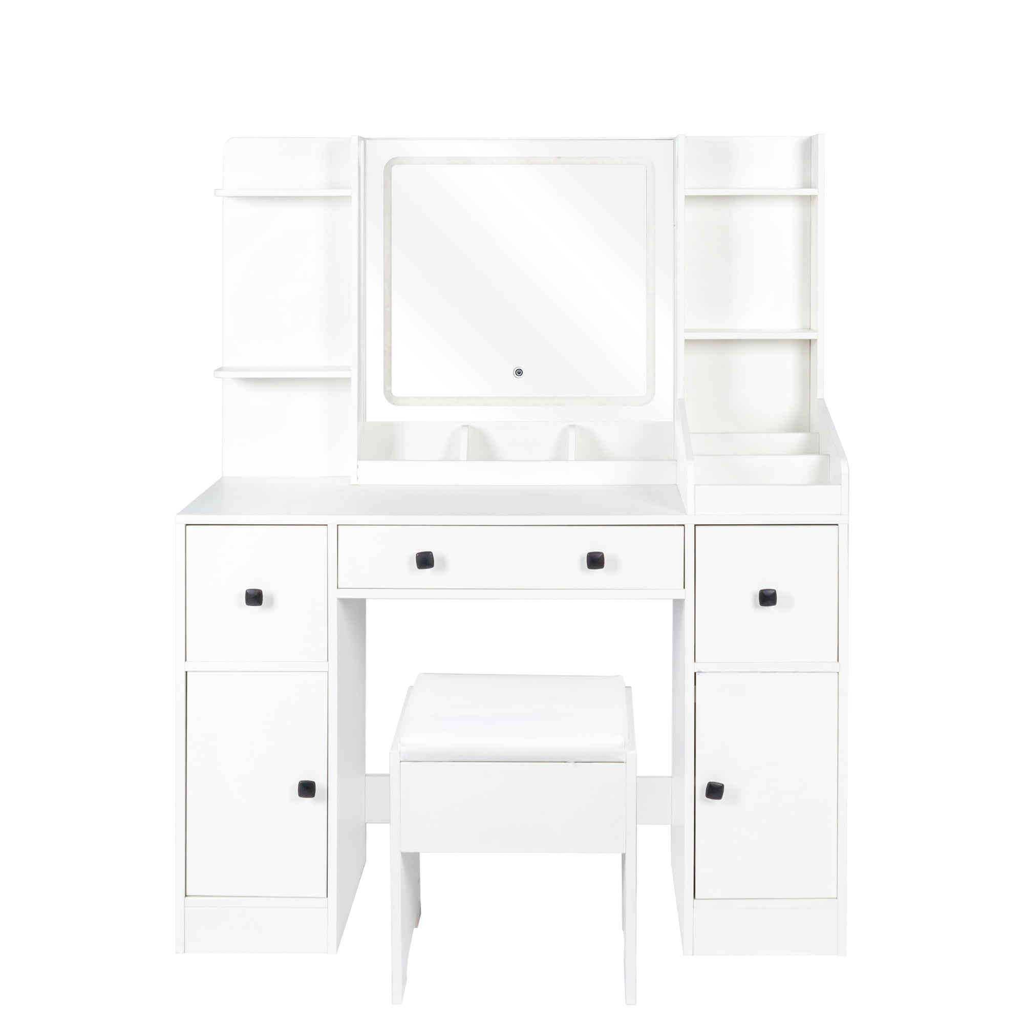 Kojooin Vanity Desk Set, Wood Makeup Vanity Table With Mirror & 3 Level