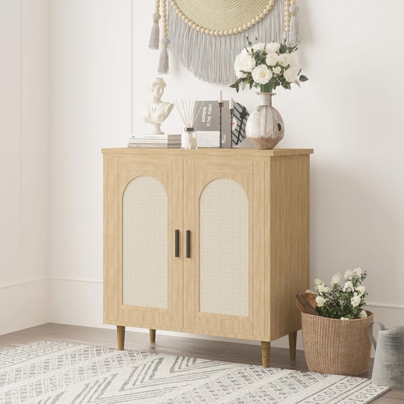Kojooin Wicker Decorative Sideboard/Control Table, Suitable for Hallways, Dining Rooms, and Kitchens, with Adjustable Storage Space