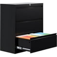 thumbnail image 1 of Kojooin Wide 3-Drawer Lockable File Cabinet - Durable Steel Lateral Filing Storage for Home or Office, Black, 1 of 1