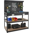 thumbnail image 1 of Kojooin Workbench with 2 Drawers, 48"x 24" Work Table for Garage, Heavy Duty Work Bench with Power Outlets and Pegboard, Metal Tool Workstation for Garage, Workshop, 1 of 8