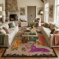 thumbnail image 1 of Kokia 8x10 Aesthetic Neutral Animal Print Area Rug with Lion, Tiger and Cheetah, Machine Washable Soft Boho Rug for Living Room, Bedroom, Play Room, Office, Black, 1 of 7