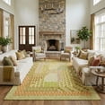 thumbnail image 1 of 8x10 Modern Geometric Green Olive Area Rug, Washable Low Pile Carpet with Non-Slip Backing, Stain-Resistant for Living Room, Bedroom, Playroom, 1 of 7