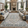 thumbnail image 1 of Kokia 8x10 Vintage Oriental Area Rug for living Room, Blue Low Pile Stain Resistant Non-Slip Washable Rug for Bedroom with Distressed Medallion Pattern, 1 of 8