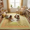 thumbnail image 1 of 9x12 Modern Geometric Green Olive Area Rug, Washable Low Pile Carpet with Non-Slip Backing, Stain-Resistant for Living Room, Bedroom, Playroom, 1 of 8