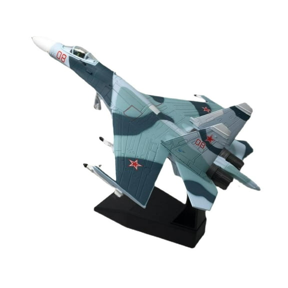 Kokiya 1/100 SU-27 Fighter Plane Model Birthday Gift Tabletop Decor Miniature Toys with black base
