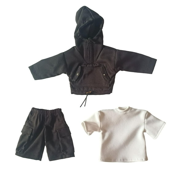 Kokiya 1/12 Male Figure Clothes 1/12 Scale Male Casual Clothes Costume Outfits for Doll Black