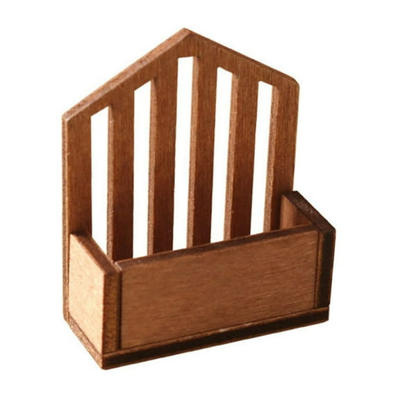 Kokiya 1:12 Mini Wooden Storage Basket Model Home Decor Doll Accessories Decoration Brown