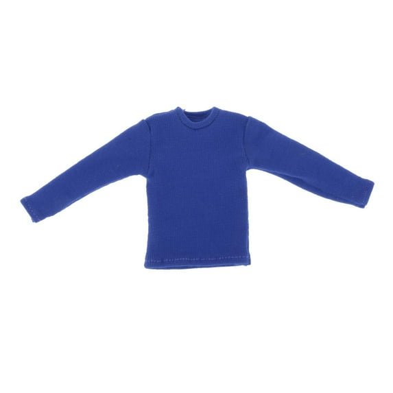 Kokiya 1/12 Scale Mini Long Sleeve Shirt ,Figure Doll Clothes, Casual, Handmade Costume Blue