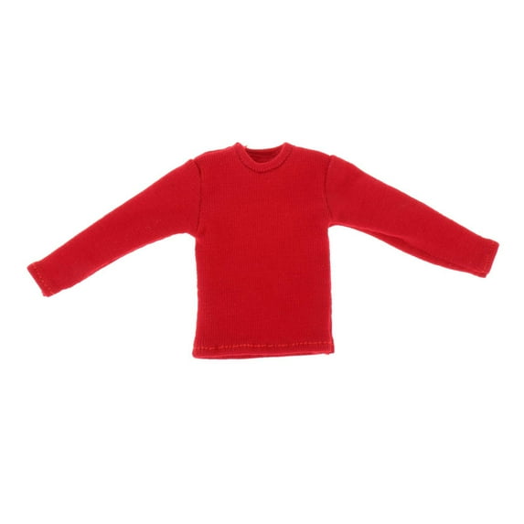Kokiya 1/12 Scale Mini Long Sleeve Shirt ,Figure Doll Clothes, Casual, Handmade Costume Red