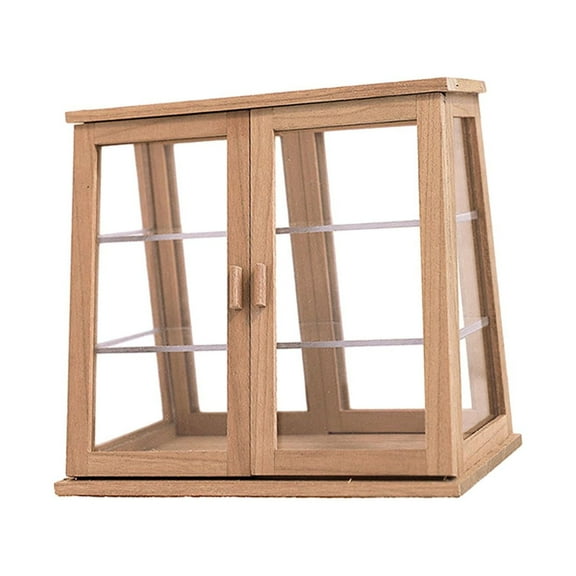 Kokiya 1/6 1/12 Dollhouse Cake Cabinet Pastry Display Case Model Diorama Scenery Scenes cherry wood A