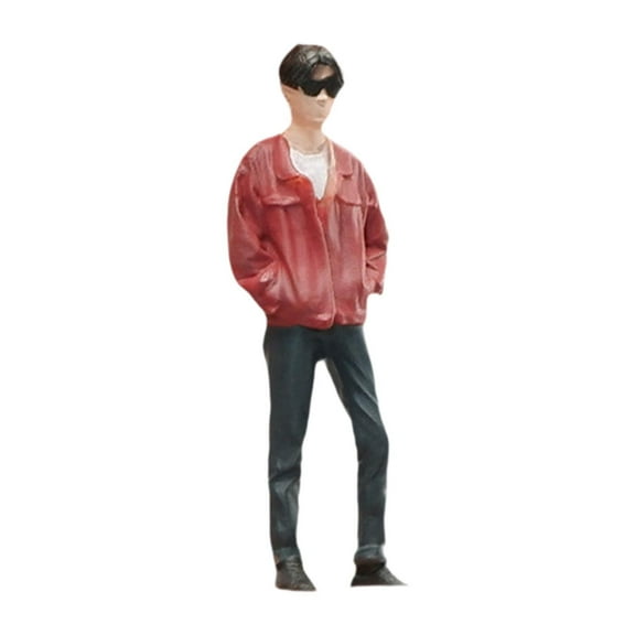 Kokiya 1:64 Boy Model Figure Pose Scene Ornament Handpainted DIY Projects Accessory red coat