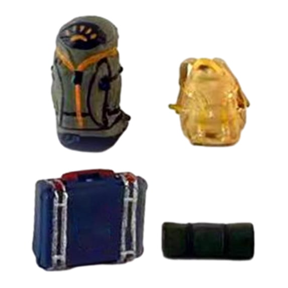 Kokiya 1/64 Travel Backpack 4 Pieces Hand Painted Trains Desktop Architectural Ornament A