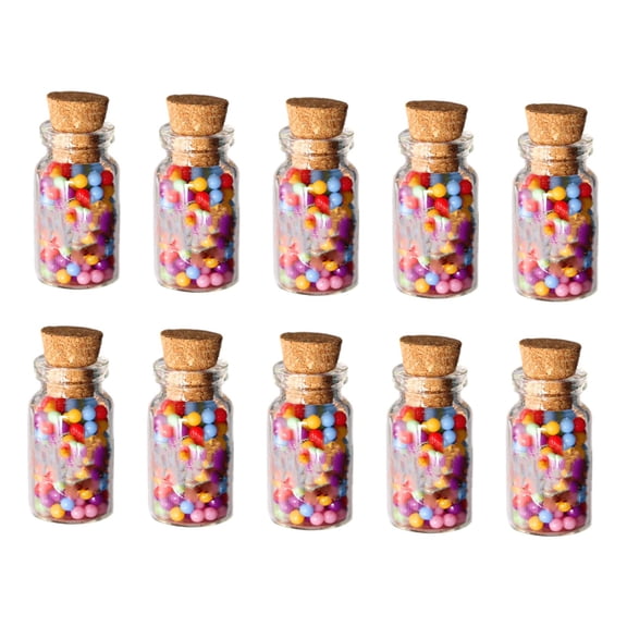 Kokiya 10 Pieces 1/12 Dollhosue Miniature Candy in Glass Jars Model Small Glass Bottles Macaron