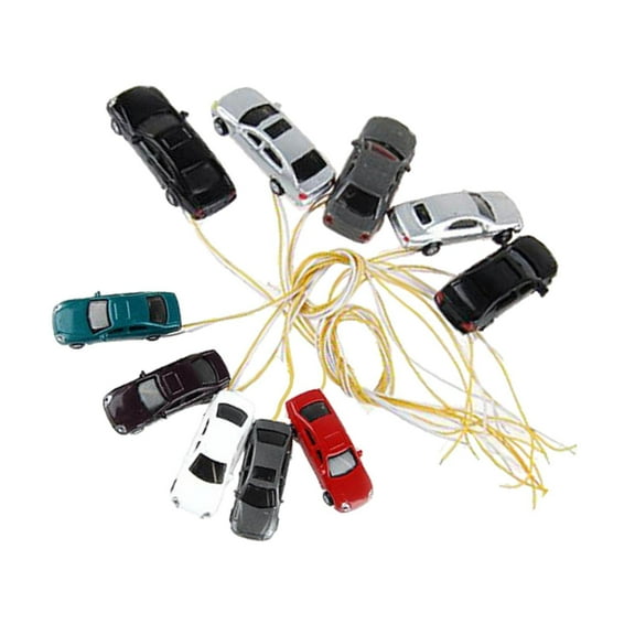 Kokiya 10 Pieces HO Scale Model Car Railway Sand Table Painted Cars for 1:150 1:100