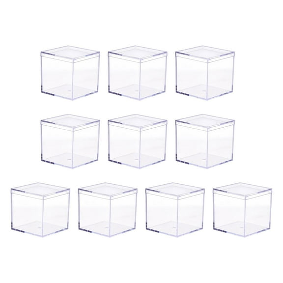 Kokiya 10 Pieces Mini Acrylic Display Case Clear Multifunctional Showcase Container for 4.5x4.5x4.5cm